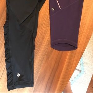 Two Lululemon cropped yoga workout leggings